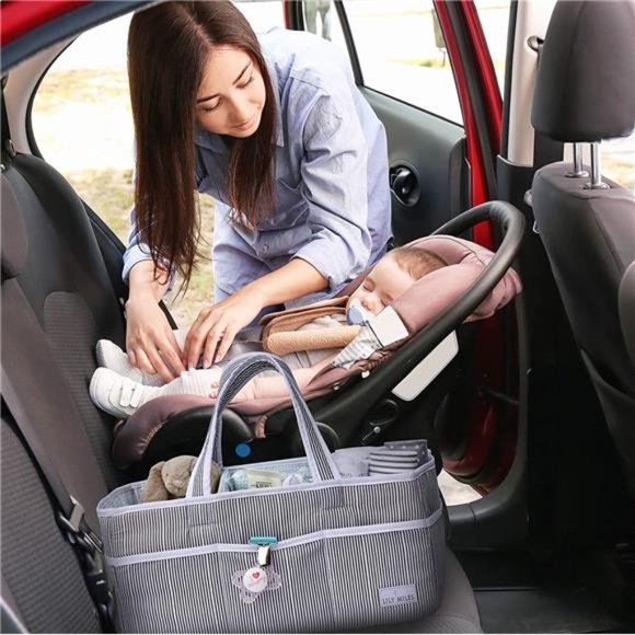 Baby Diaper Caddy - Large Organizer Tote Bag for Infant Boy or Girl -Baby Shower - Picture 5 of 6